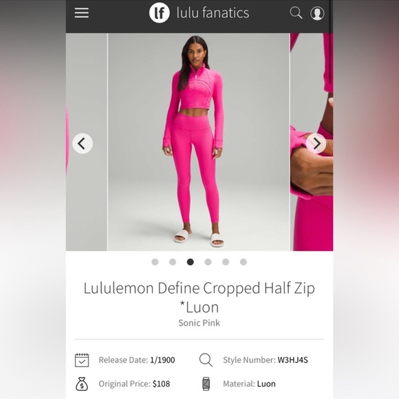 Lululemon cropped define jacket sonic pink size 10  - Picture 3 of 4